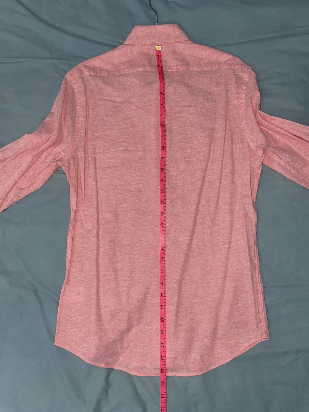 Express Express Slim Fit Linen-Cotton Button-Up Shirt - XS, Pink Size US XS / EU 42 / 0 - 6 Thumbnail