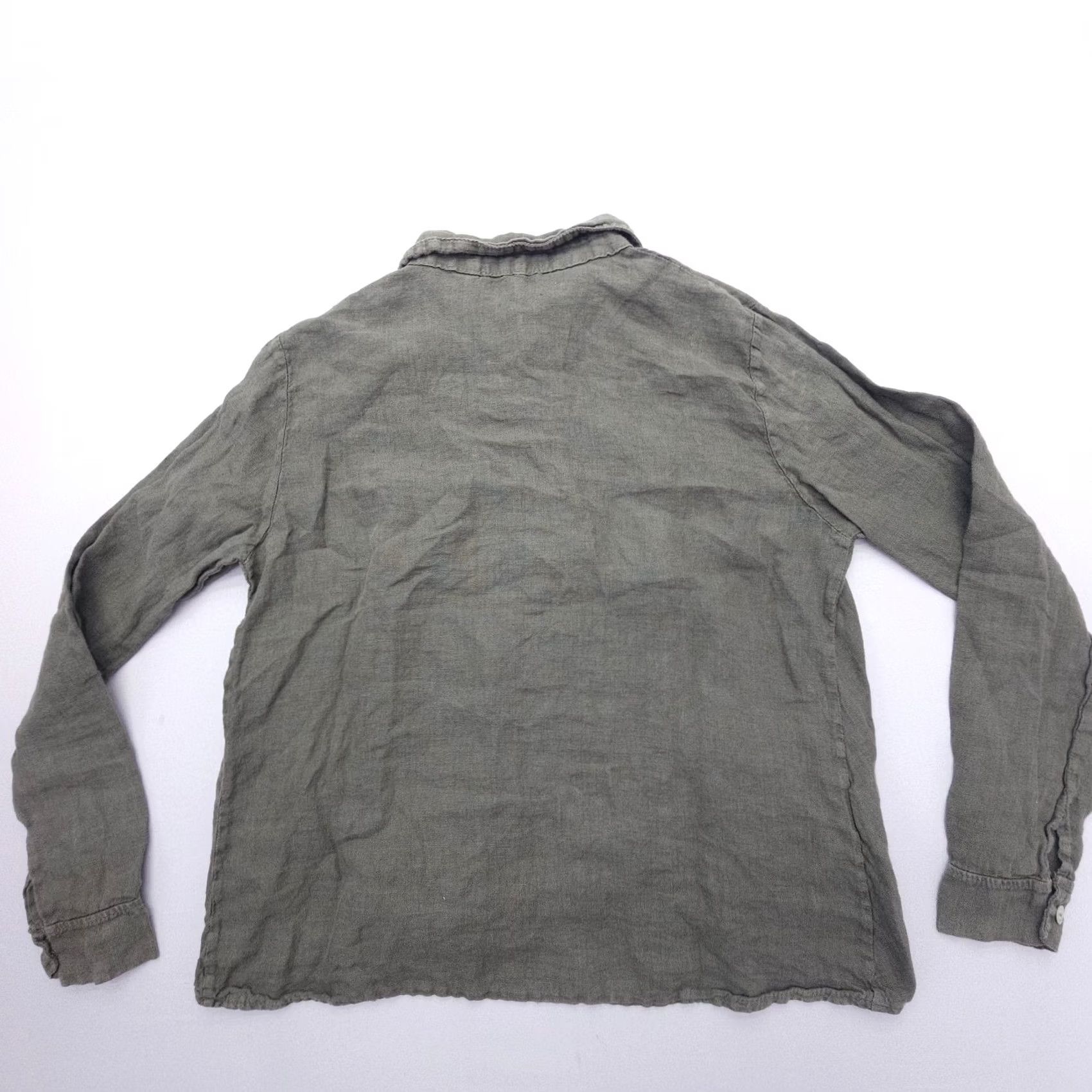 Vintage Lungo L'Arno 100% Linen Top Button Blouse Size Medium Green Italy Coastal Size M / US 6-8 / IT 42-44 - 2 Thumbnail