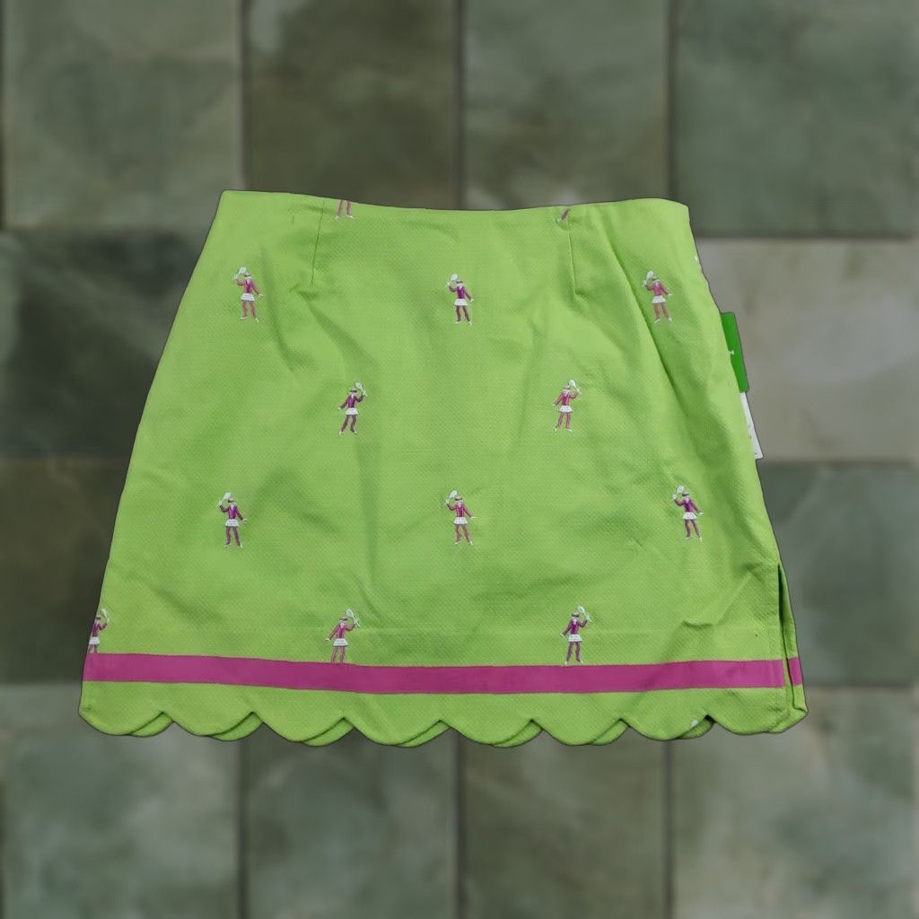 Lilly Pulitzer Vtg Lilly Pulitzer Skort Womens 2 Green Tennis Embroidered Scallop Stretch Golf Size 26" / US 2 / IT 38 - 1 Thumbnail