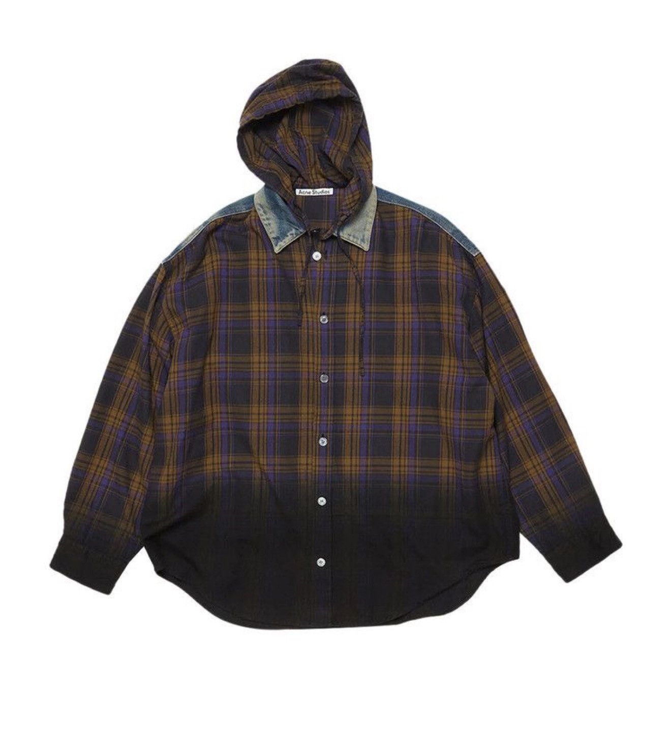 Acne Studios Acne Studios Hooded plaid button up layered denim jacket Size US L / EU 52-54 / 3 - 1 Thumbnail
