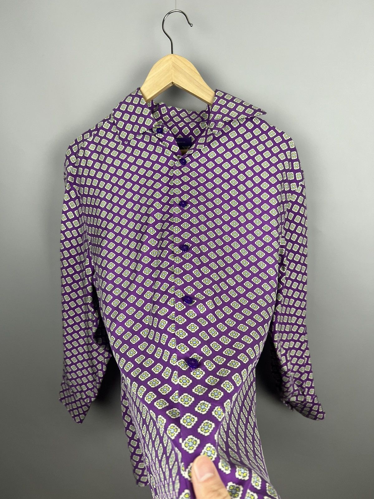 Ralph Lauren Purple Label Ralph Lauren silk Shirt geometric print Rare Size M / US 6-8 / IT 42-44 - 15 Thumbnail