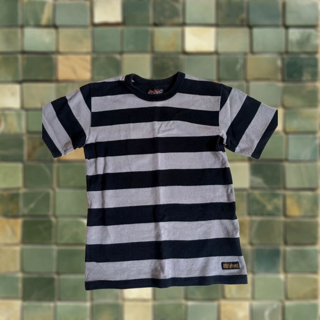 Iron Heart Iron Heart T-Shirt Men's XS Black Gray Border Stripe Cotton Size US M / EU 48-50 / 2 - 1 Thumbnail