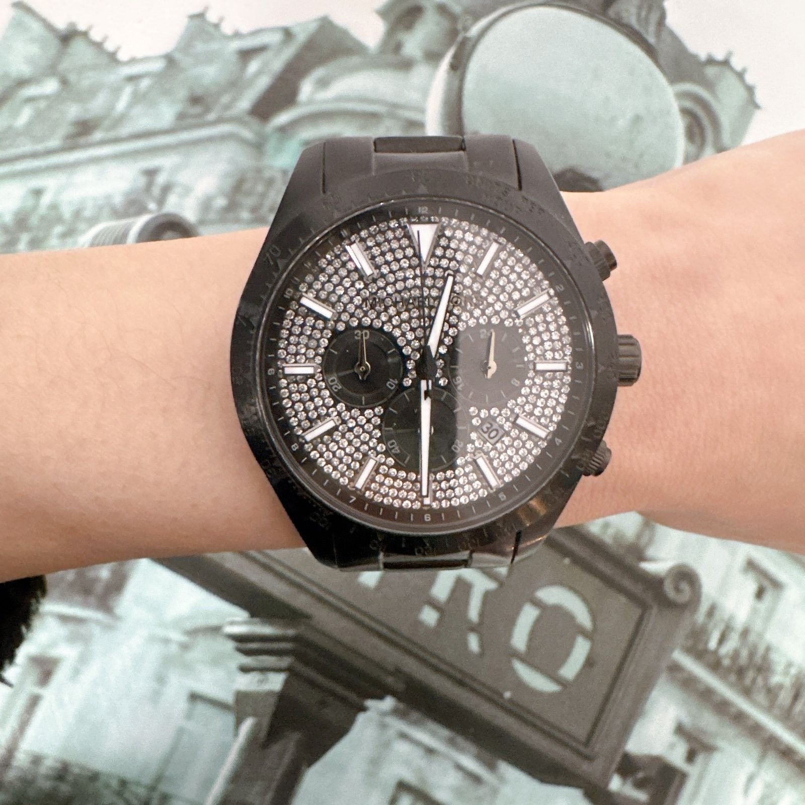 Michael Kors Michael Kors MK8899 Oversized Layton Pavé Black-Tone Watch Size ONE SIZE - 7 Thumbnail
