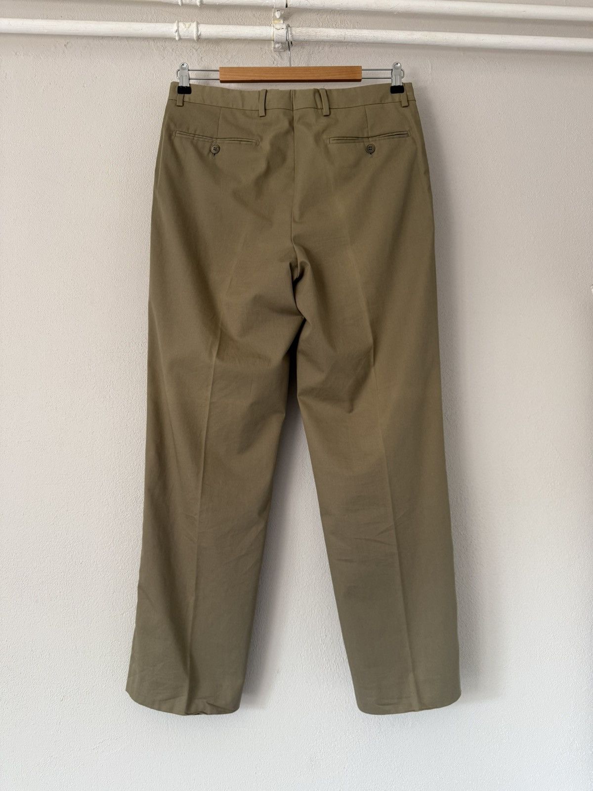 Hermes Hermès Beige Cotton Trousers with Leather Side Zip Detail Size US 33 - 2 Thumbnail