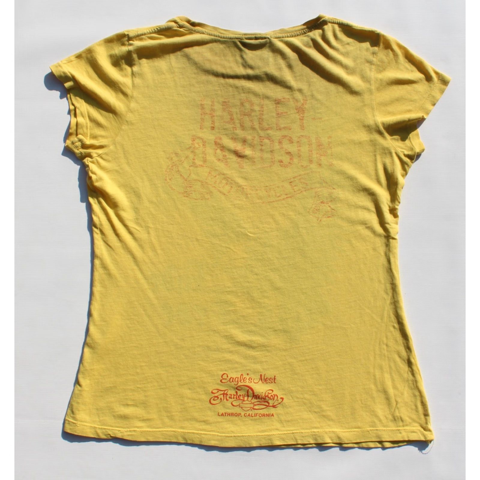 Harley Davidson VINTAGE Harley-Davidson Womens Shirt Top Short Sleeve Yellow Ride Free Eagle M Lathrop Size M / US 6-8 / IT 42-44 - 2 Thumbnail