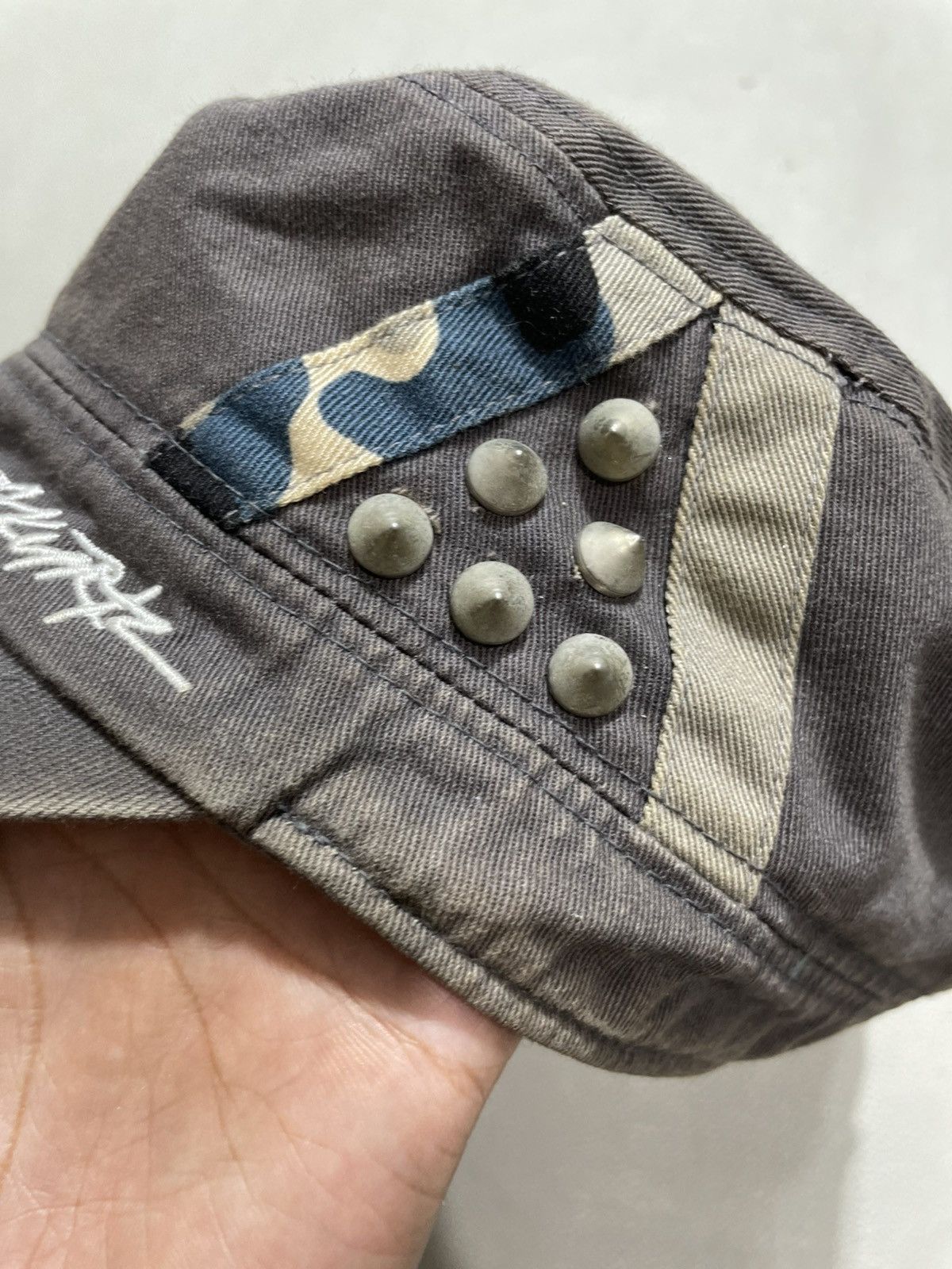 Japanese Brand 2000s Cadet Hat Punk Distressed Studded y2k Size ONE SIZE - 3 Thumbnail