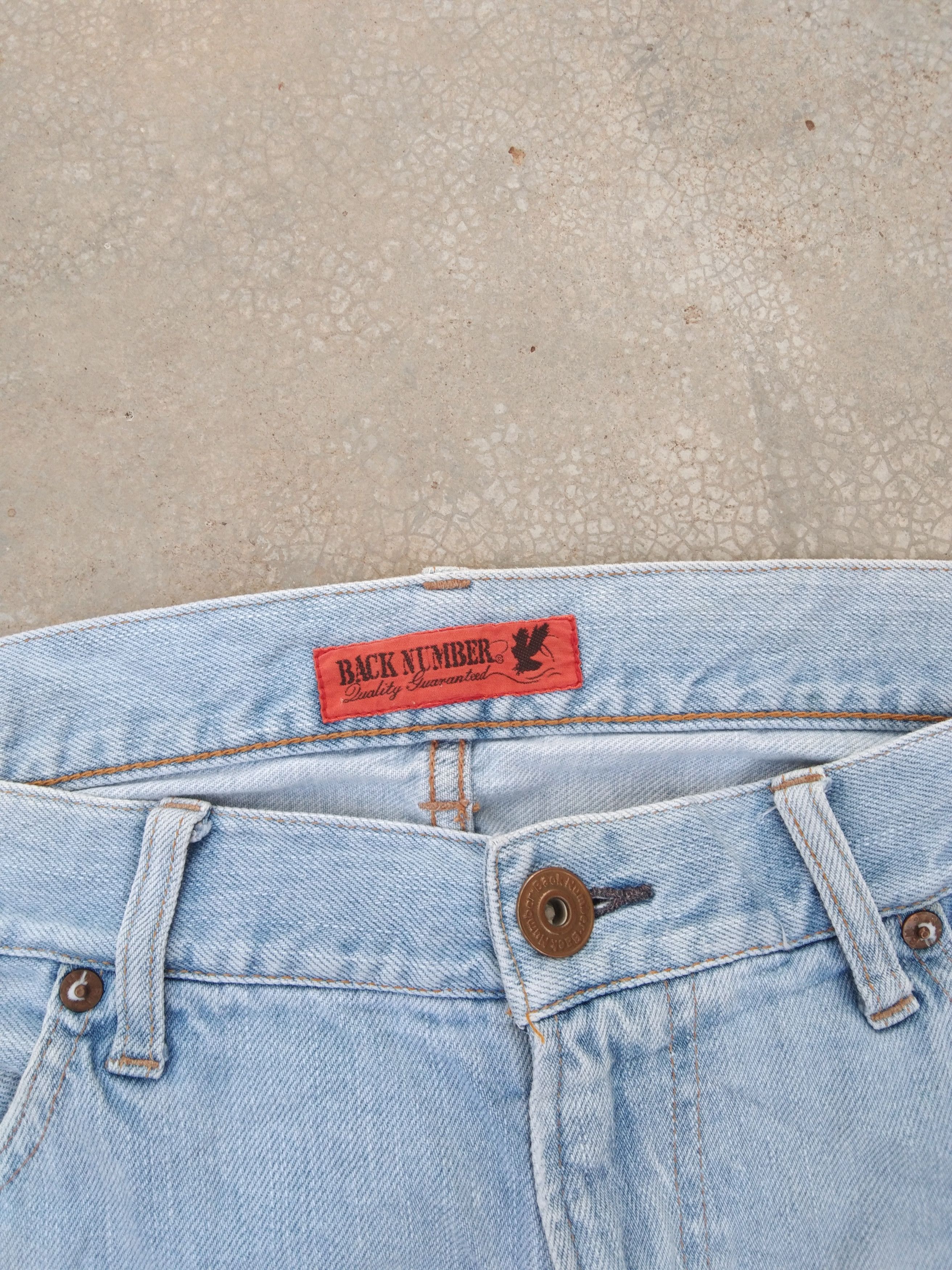 Japanese Brand Vintage Back Number Straight Leg Faded Blue Distressed Jeans Size US 33 - 8 Thumbnail