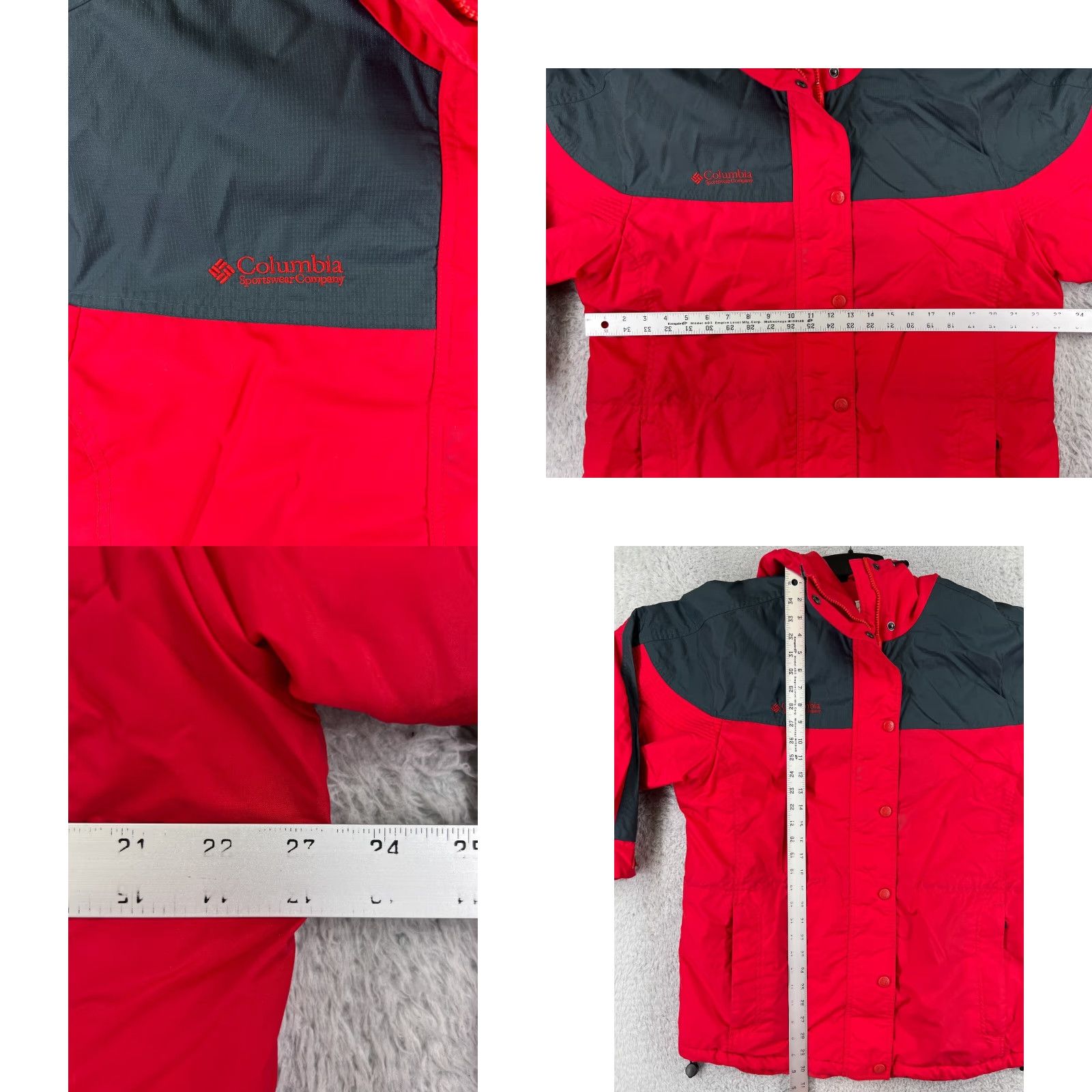 Etro Columbia Womens Medium Red Windbreaker Hooded Full Zip Retro 90s Style Jacket Size M / US 6-8 / IT 42-44 - 8 Thumbnail