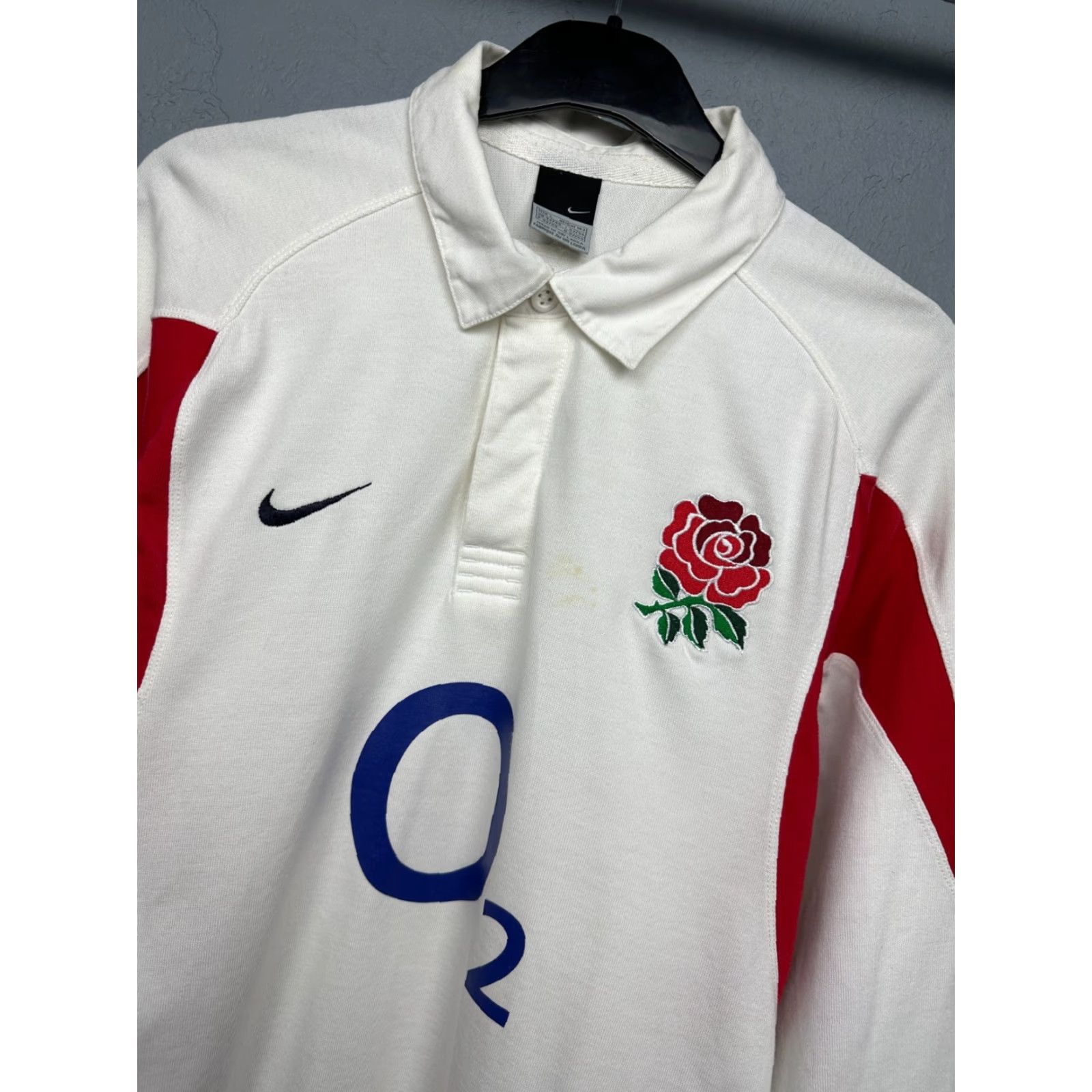 Nike Nike O2 Vintage Rugby Long Sleeve Polo Shirt L Mens White Polo Size US L / EU 52-54 / 3 - 2 Thumbnail
