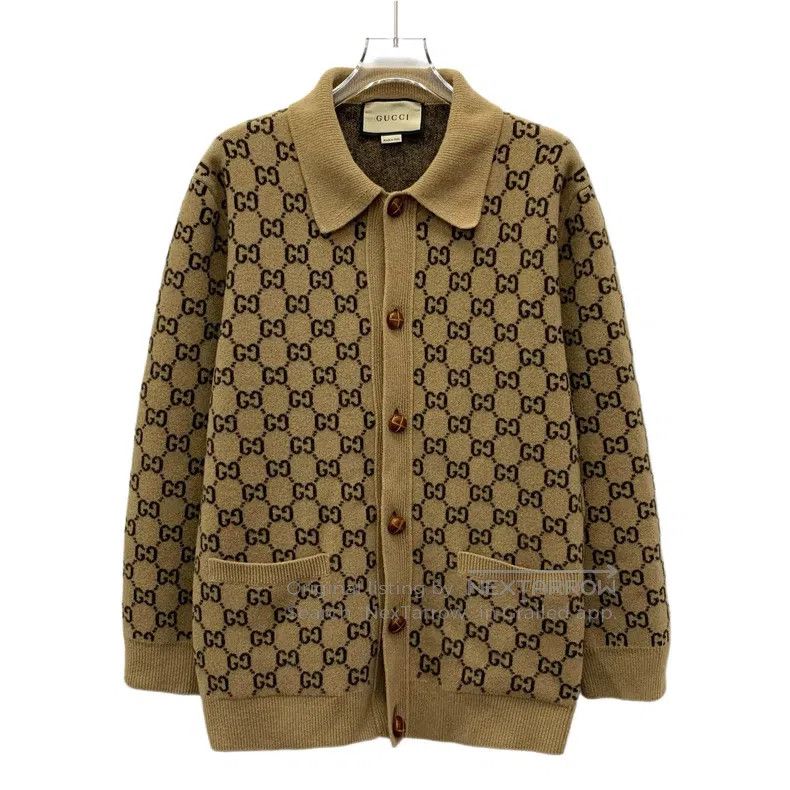 Gucci gucci Brown logo jacquard full-print wool lapel single-bre Size M / US 6-8 / IT 42-44 - 1 Thumbnail