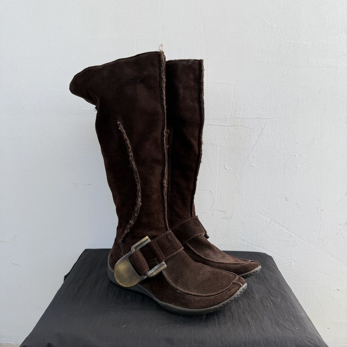 If Six Was Nine Vintage Suede leather Brown Knee High Boots Size US 7 / IT 37 - 1 Thumbnail