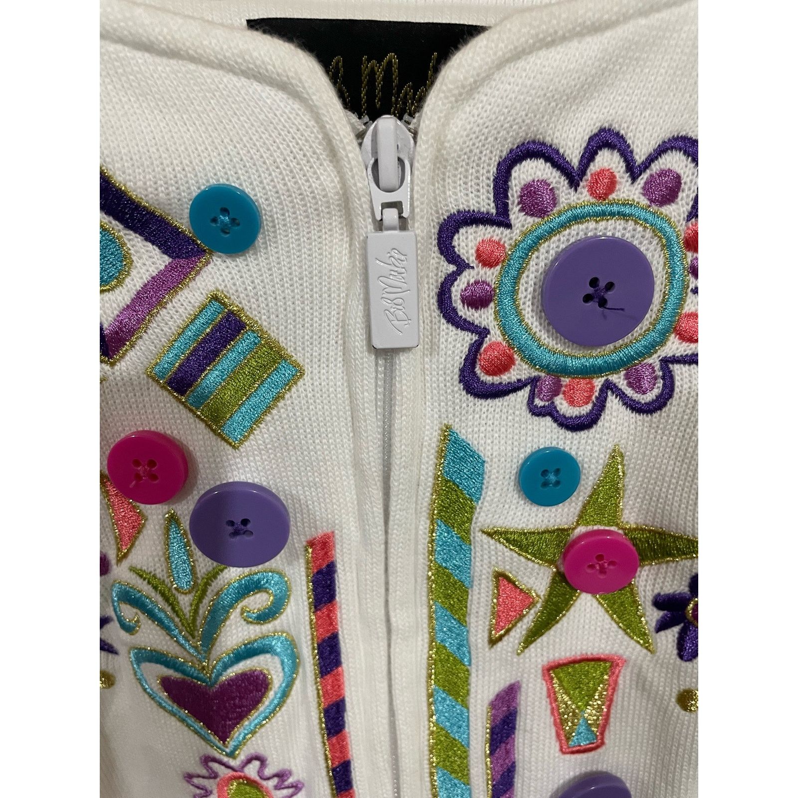 Bob Mackie Bob Mackie Wearable Art Zip Up Sweater, size XL Size XL / US 12-14 / IT 48-50 - 2 Thumbnail