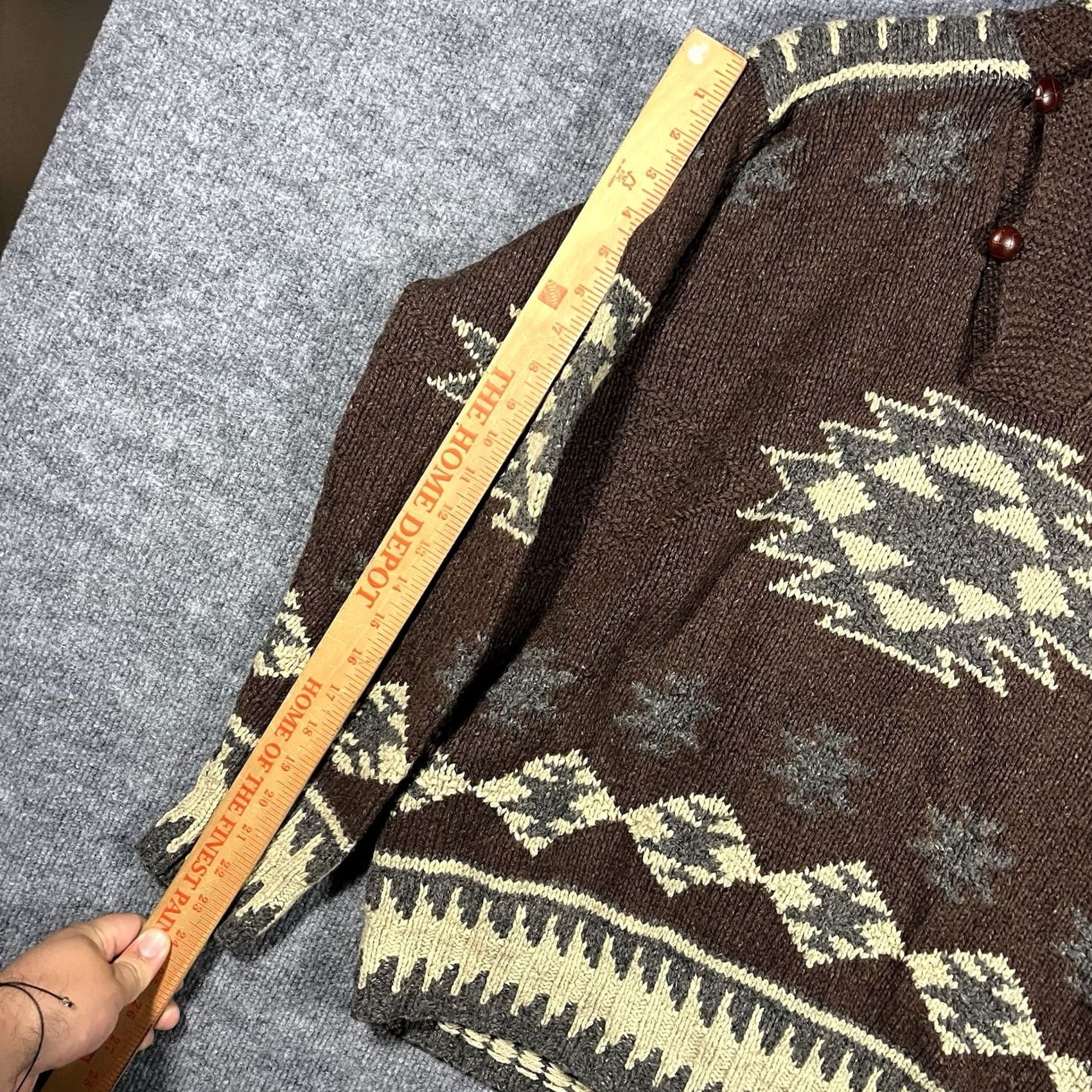 Polo Ralph Lauren VINTAGE Polo Ralph Lauren Cardigan Shawl Collar Mens Small Aztec Wool Silk Cardigan Brown Size US S / EU 44-46 / 1 - 7 Thumbnail