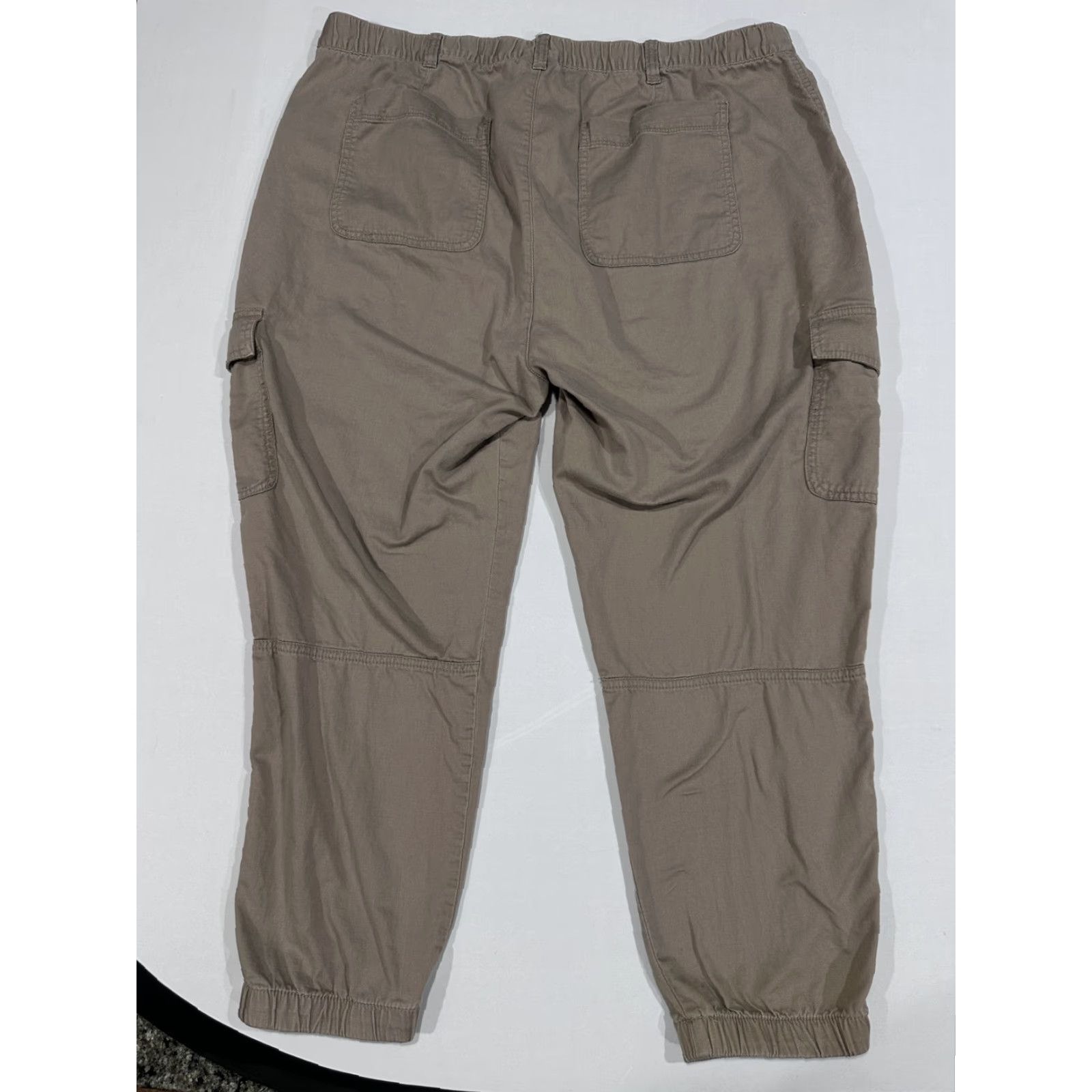 Gap Gap Women Pants 20 Beige Girlfriend Jogger Tapered Cuffed Cotton High Waist Size 42" / US 20 - 2 Thumbnail