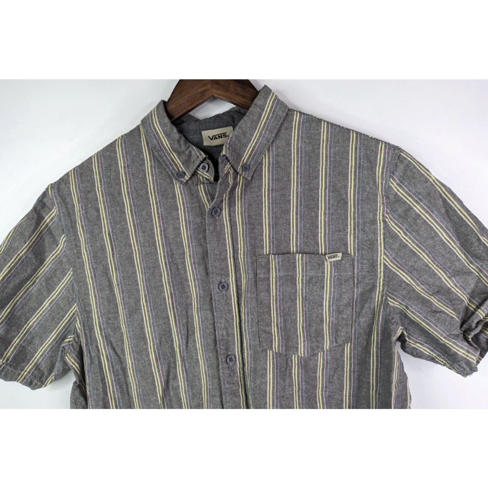 Vans Vans Shirt Men M Gray Striped Button-Down Short Sleeve Collared Shirt Size US M / EU 48-50 / 2 - 2 Thumbnail