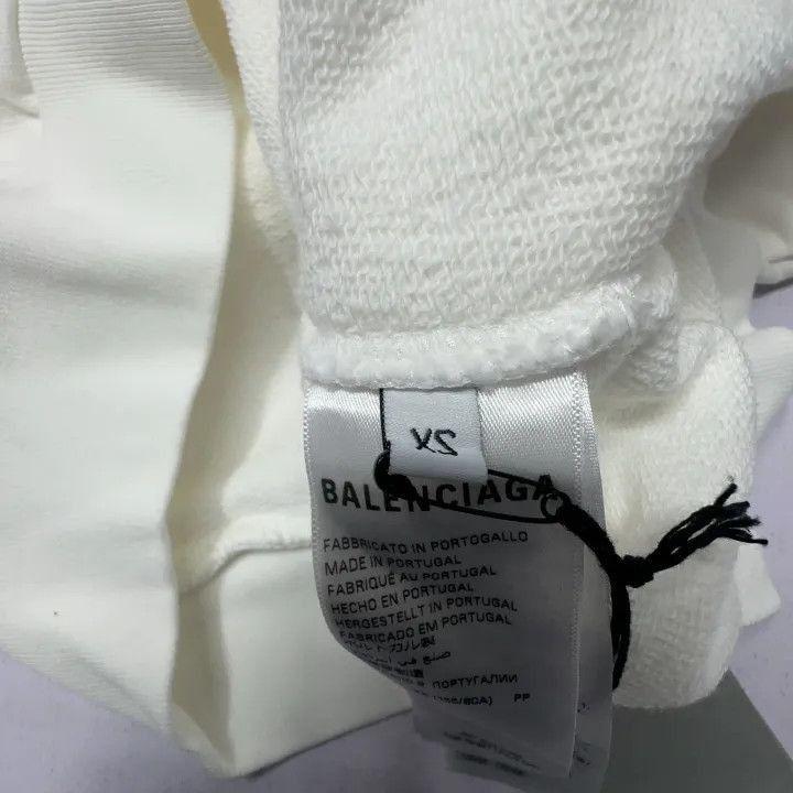 Balenciaga Balenciaga White Hooded Sweatshirt with Logo Print 0079-250 Size US XS / EU 42 / 0 - 5 Thumbnail