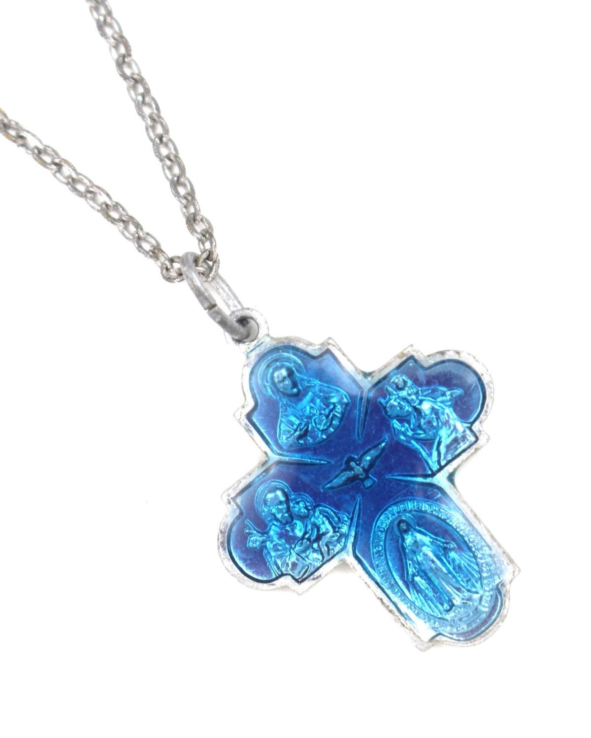 Vintage 2000S JAPANESE MADE BLUE ENAMEL DEVOTIONAL CROSS NECKLACE Size ONE SIZE - 3 Thumbnail
