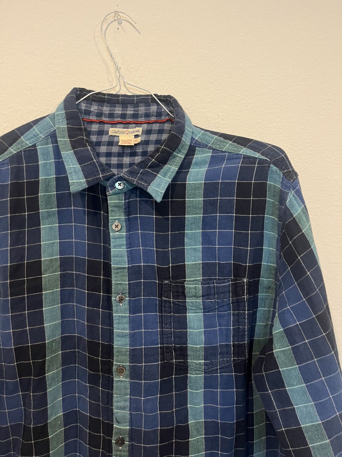Carbon2Cobalt Carbon 2 Cobalt Men's XL Blue Green Plaid Button Down Long Size US XL / EU 56 / 4 - 3 Thumbnail