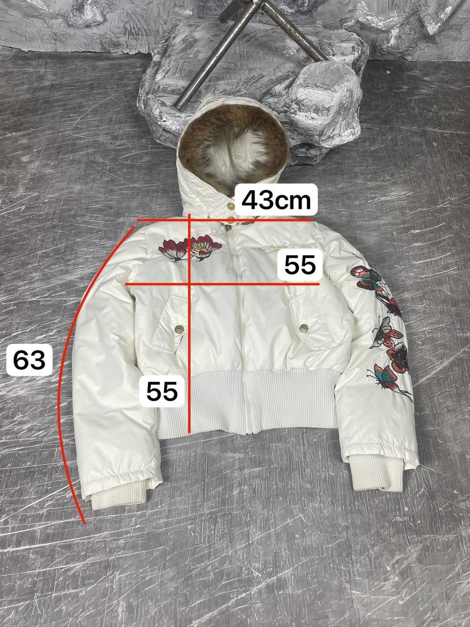 Ed Hardy Y2K Vintage Cropped Fur Jacket Japanese Style