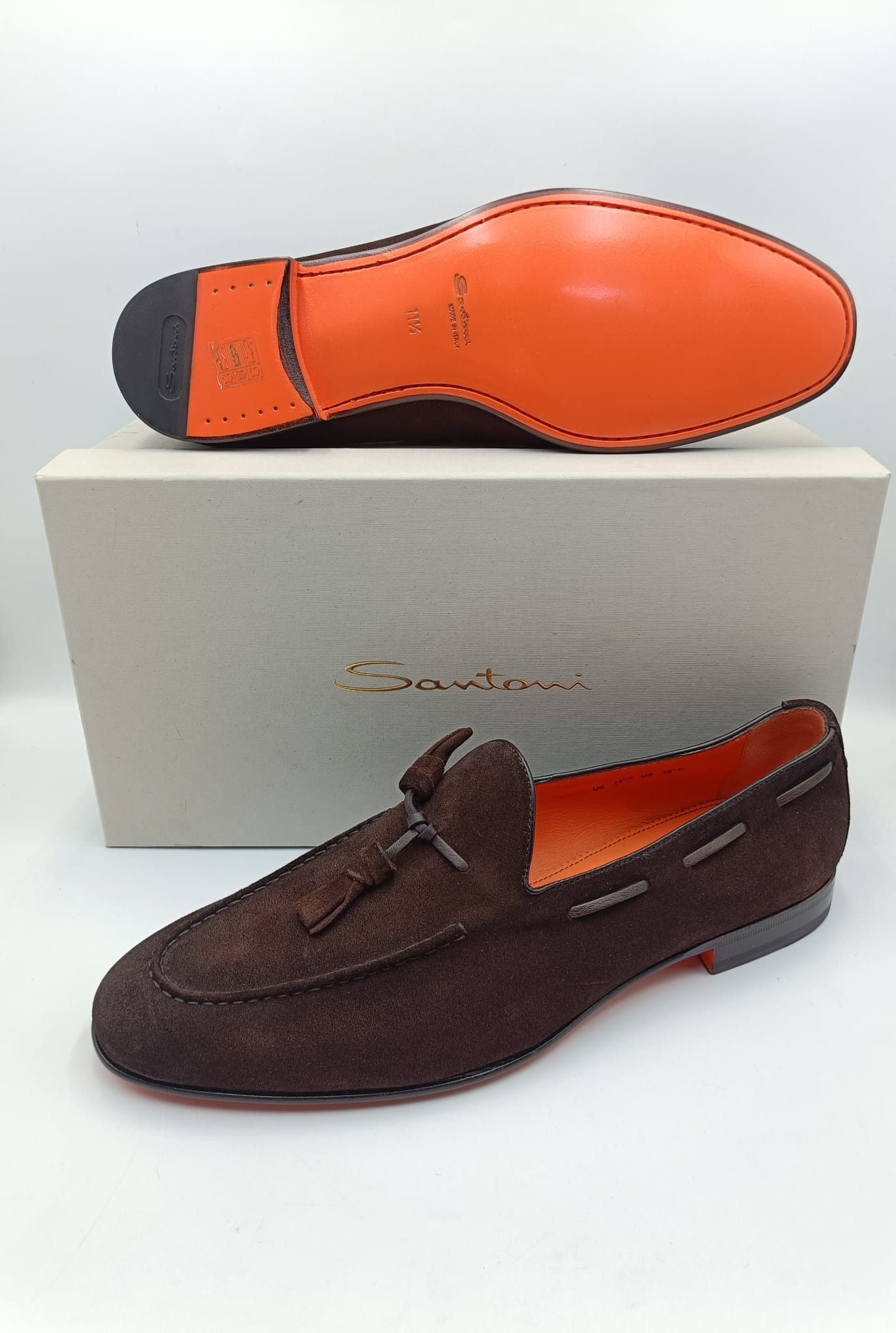 Santoni Santoni Tassel Loafers Suede Brown Size US 12.5 / EU 45-46 - 1 Thumbnail