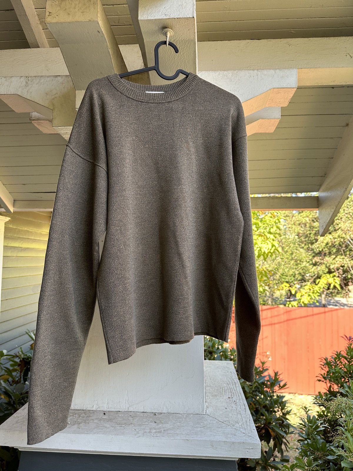 image of Lemaire Unisex- Flat Edge Merino Knit - French Grey - Szl in Beige, Men's (Size Medium)