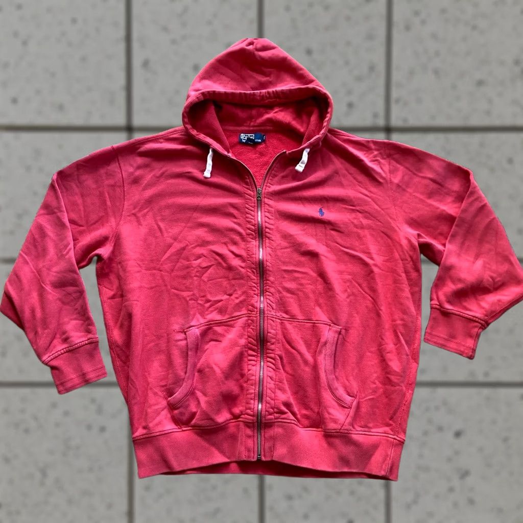 Polo Ralph Lauren VINTAGE Polo Ralph Lauren Hoodie Mens 2XLT Full Zip Sweatshirt Red Logo Pockets Hooded Cotton Sweatshirt Big & Tall Men Size US XXL / EU 58 / 5 - 1 Thumbnail