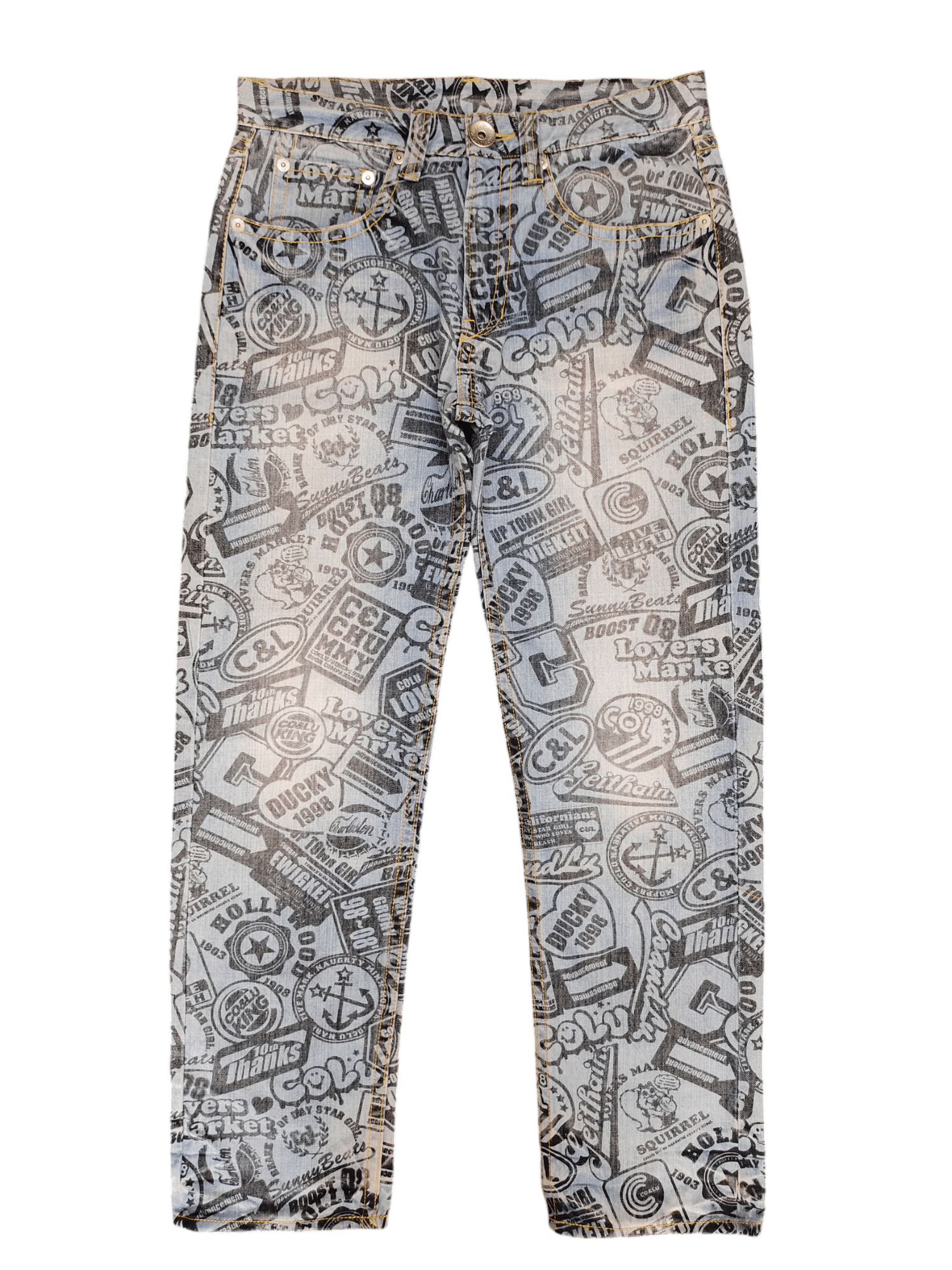 Japanese Brand Japanese Co & Lu Full Print Hysteric Glamour Style Jeans Size US 33 - 1 Thumbnail