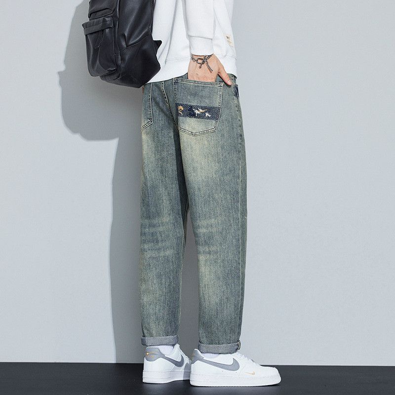 Japanese Brand American-style washed distressed straight leg jeans for men Size US 32 / EU 48 - 5 Thumbnail