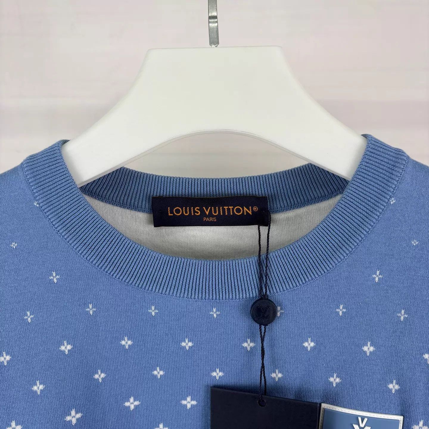 Louis Vuitton LV Blue Logo Knit Sweater M/L New With Tags 100% Cotton 7880 Size US L / EU 52-54 / 3 - 5 Thumbnail