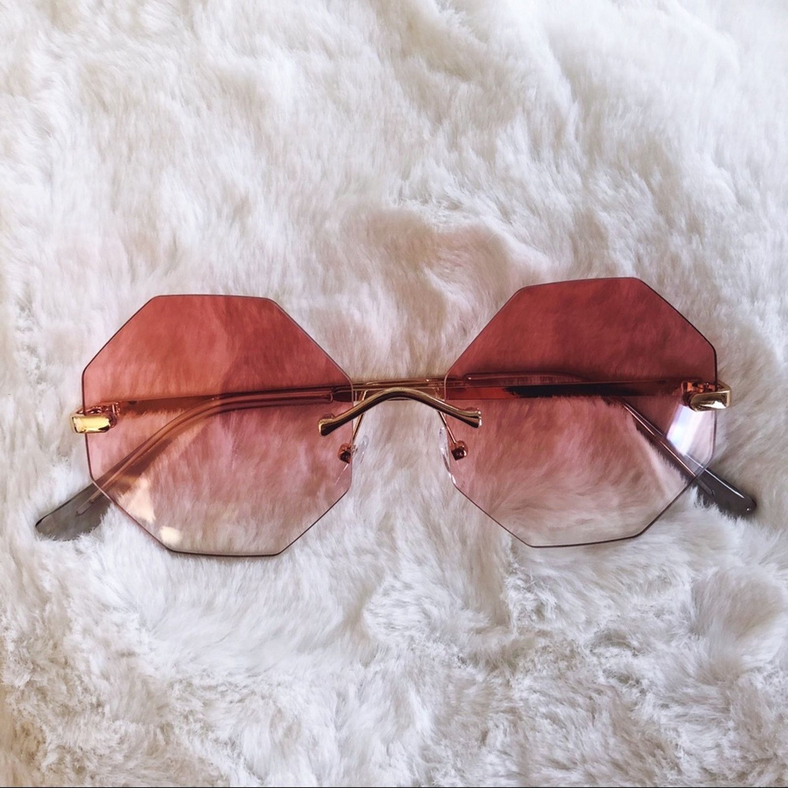 Other Alaiya Pink Octogonal Ombre Sunglasses Size ONE SIZE - 1 Thumbnail