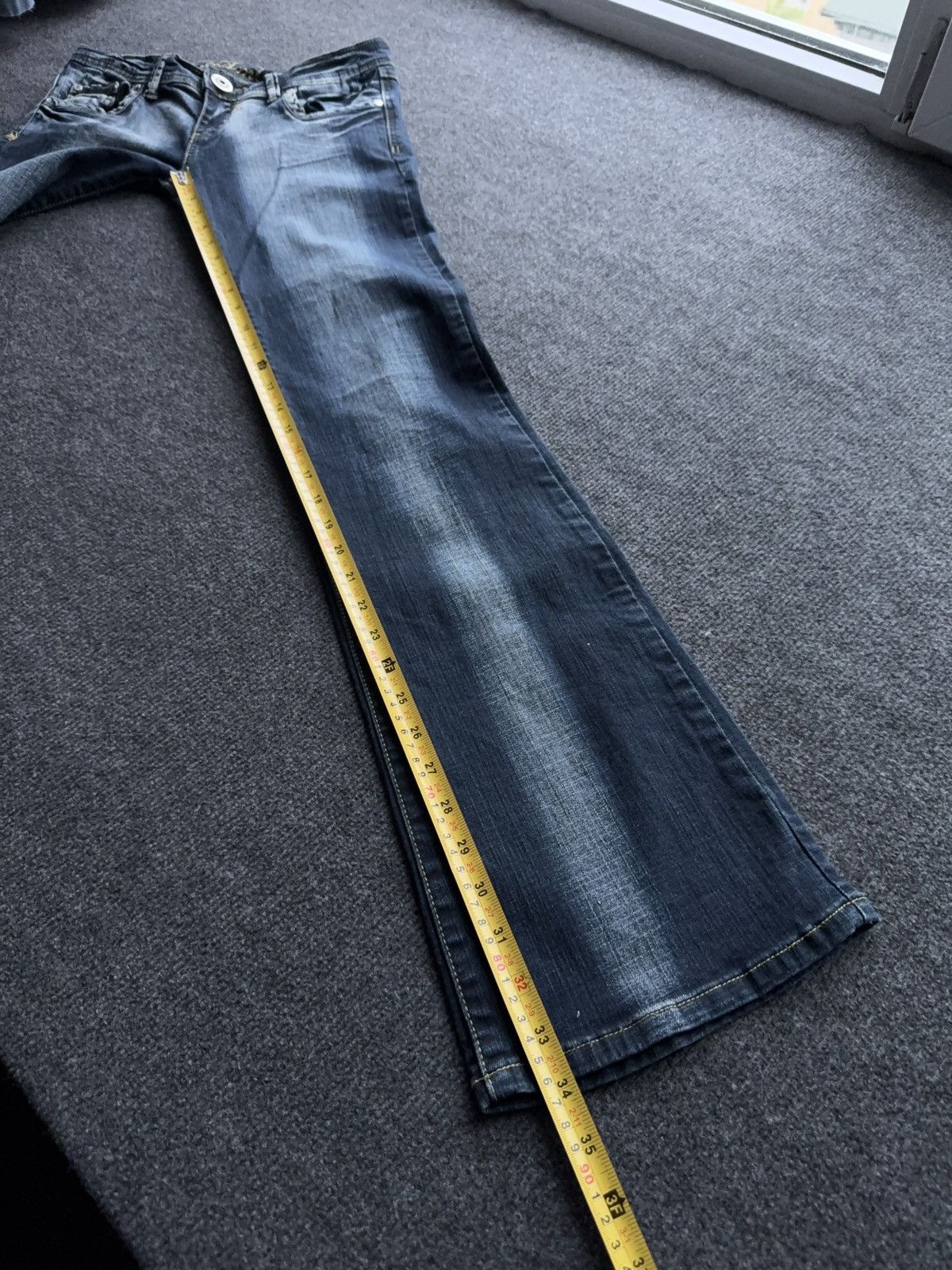 Hysteric Glamour Y2K Japanese LGB Punk Crown Embroidered Flared Denim Jeans Size 29" - 18 Thumbnail