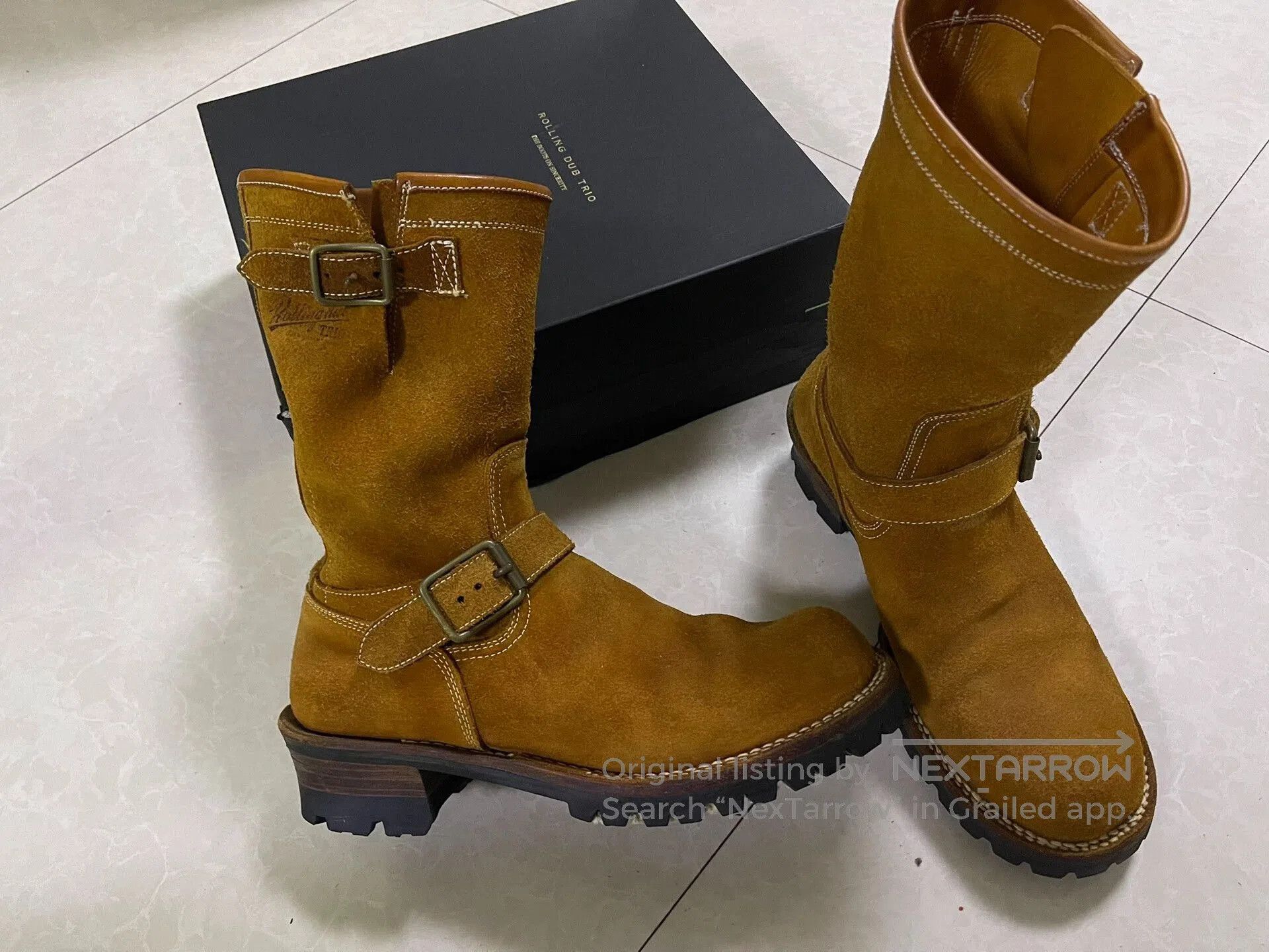 Japanese Brand vintage style suede engineer boots. Size US 7.5 / EU 40-41 - 3 Thumbnail