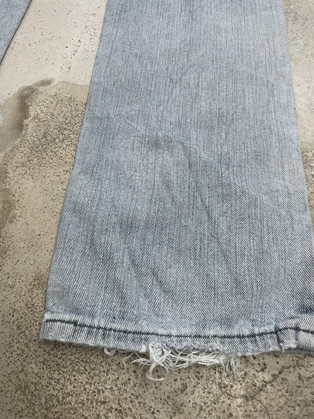 Edwin Low Rize Light Wash Soft Denim Distressed