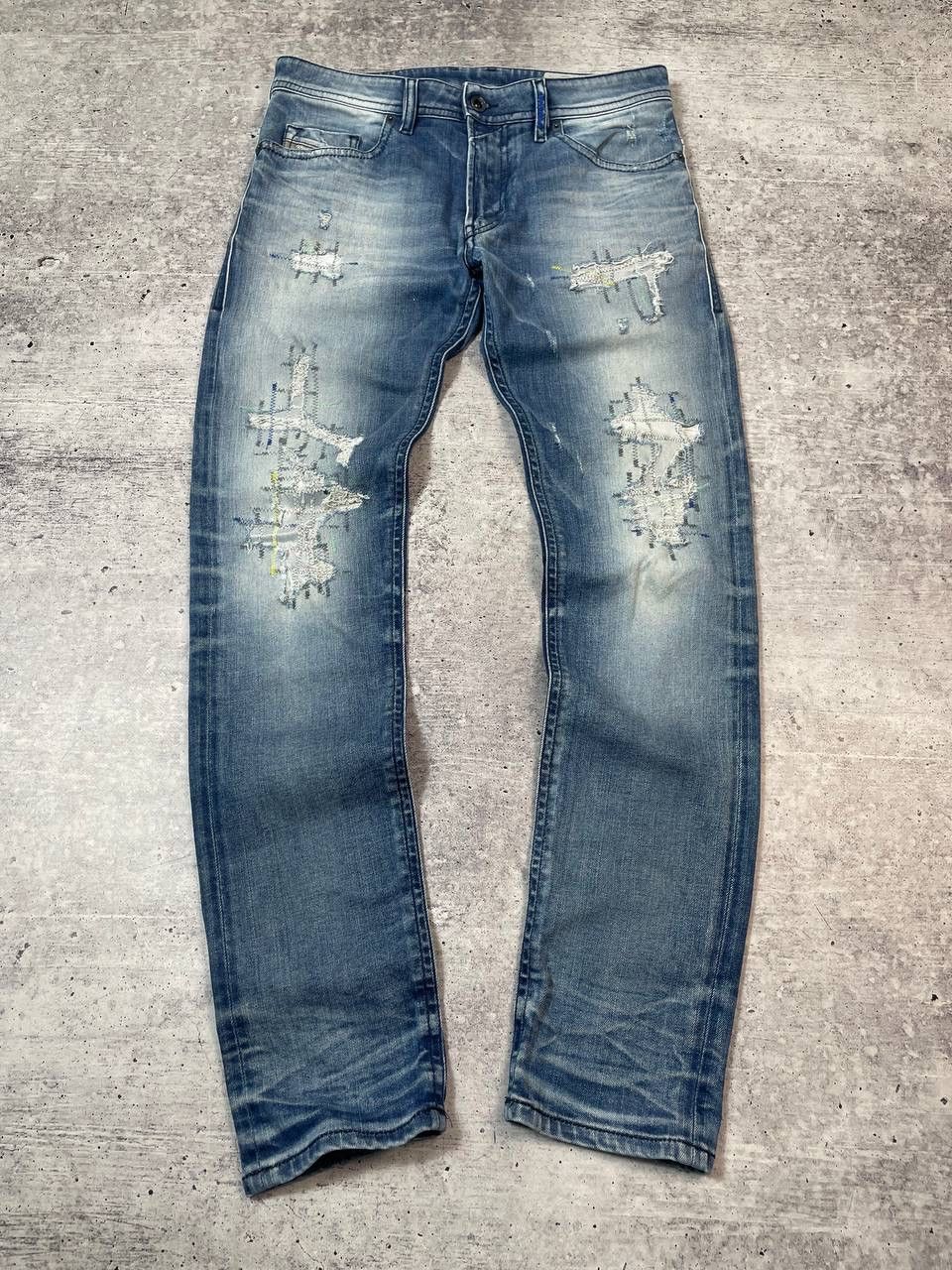 Diesel Vintage 00s Diesel Thommer Distressed Slim Denim Jeans Y2K Size US 30 / EU 46 - 2 Thumbnail