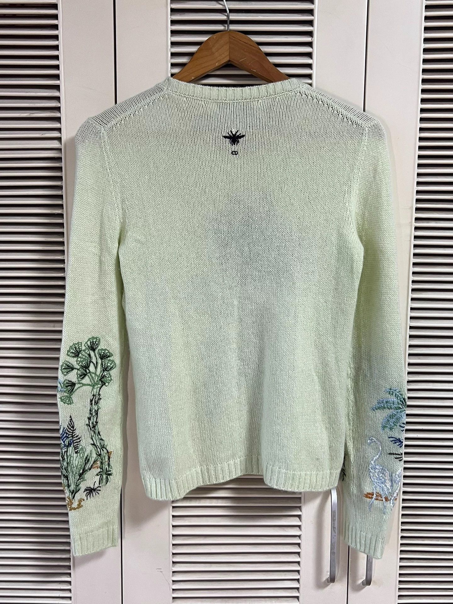 Dior Dior Women's Green Flamingo Coconut Embroidered Sweater 34 Size XS / US 0-2 / IT 36-38 - 2 Thumbnail