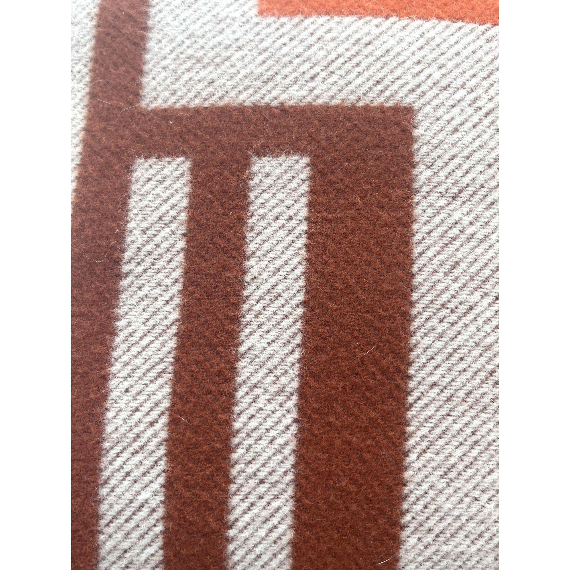 Hermes Hermès Orange & Brown Geometric Wool-Cashmere Pillow Cover 1 Size ONE SIZE - 5 Thumbnail