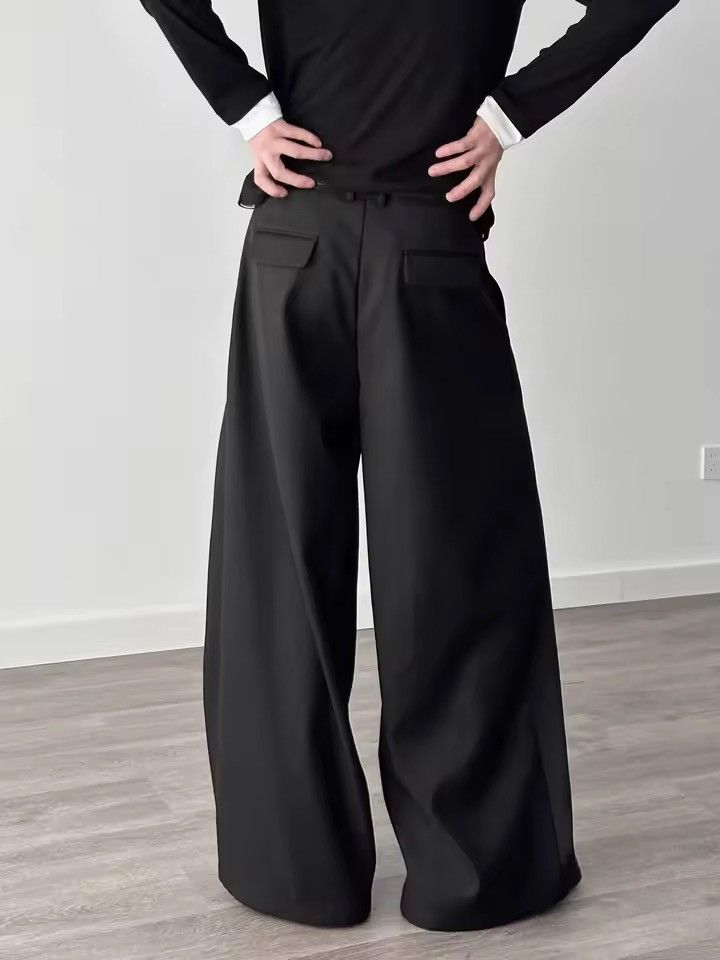Vintage Black Wide Leg Dress Pants, Pleated Formal Trousers Size US 29 - 2 Thumbnail