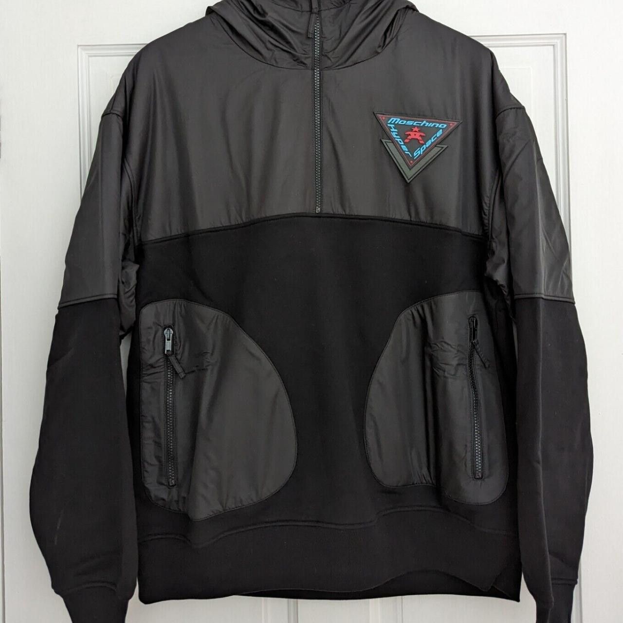 Moschino o1y0225 Logo Shell Hooded Jacket in Black/Grey Size US L / EU 52-54 / 3 - 1 Thumbnail
