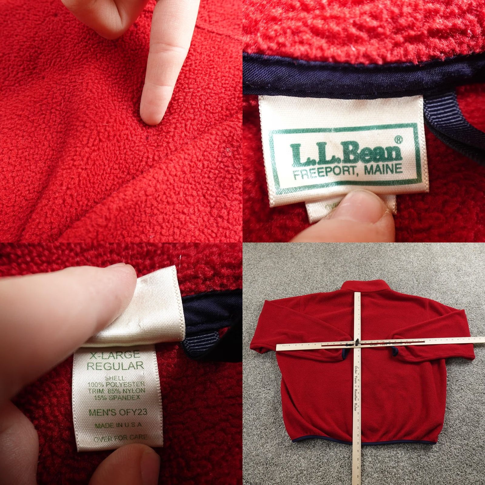 Vintage VINTAGE L.L. Bean Jacket Mens XL Red Fleece Full Zip Windbreaker Short Coat Urban Outdoor USA Mens Size US XL / EU 56 / 4 - 8 Thumbnail