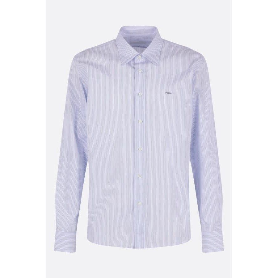 Prada PRADA Striped Blue White Poplin Shirt New & Authentic (Men's Size US XL / EU 56 / 4 - 1 Thumbnail