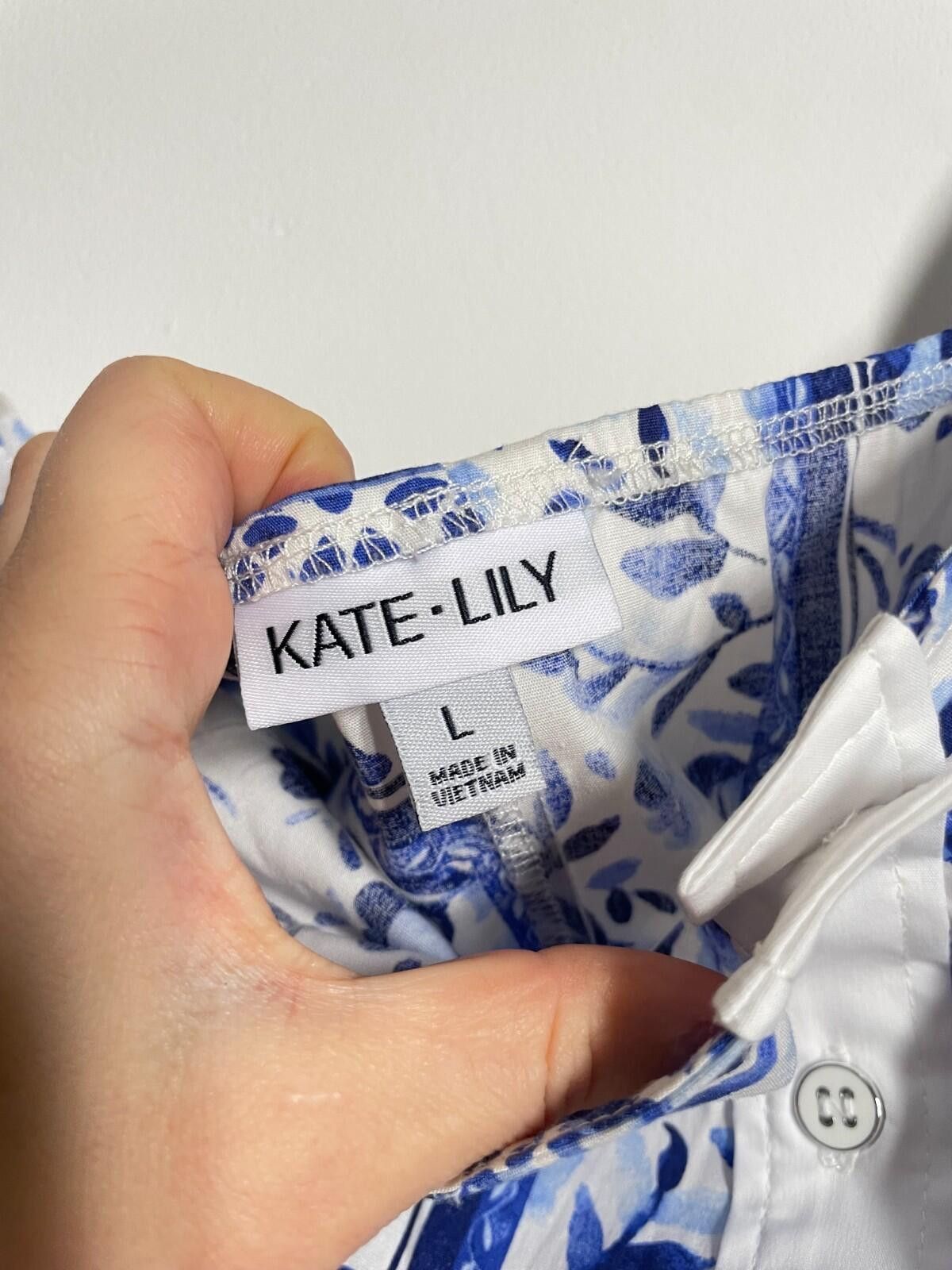 Other Kate Lily Blue White Tile Print Midi Sundress Size L BNWT Size L / US 10 / IT 46 - 4 Thumbnail