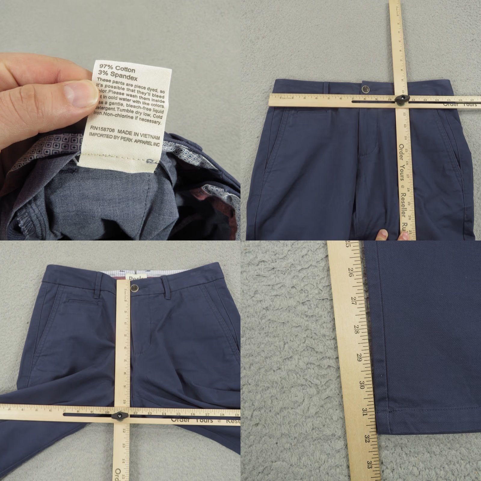 Vintage Perk Mens Pants 29x32 Blue Slim Fit Chinos Casual Pockets Cotton Spandex Stretch Size US 29 - 8 Thumbnail