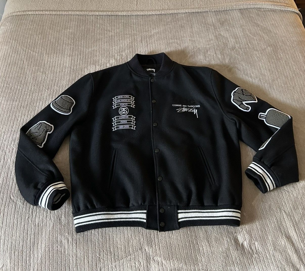 Comme des Garcons × Stussy Stussy X CDG Varsity Jacket Size US XL / EU 56 / 4 - 9 Thumbnail
