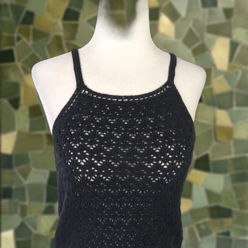 French Connection French Connection Tank Top Black Crochet Knit S NWT Women Sleeveless 100% Cotton Casual Summer Spring Fall Shirt/Top Size S / US 4 / IT 40 - 1 Thumbnail