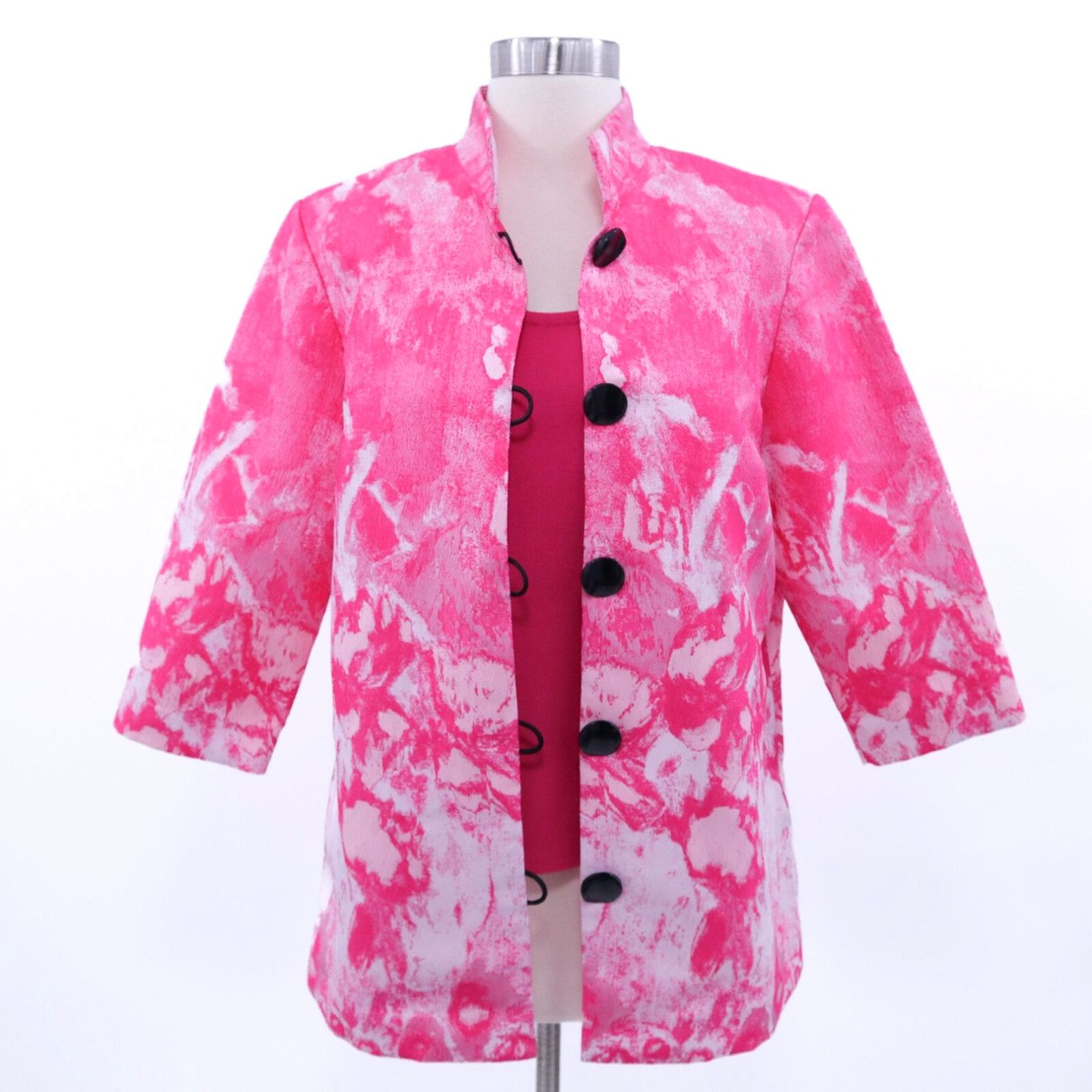 image of Vintage Ming Wang Jacket Topper Cardigan Shell Top Set Womens S Small Pink White New