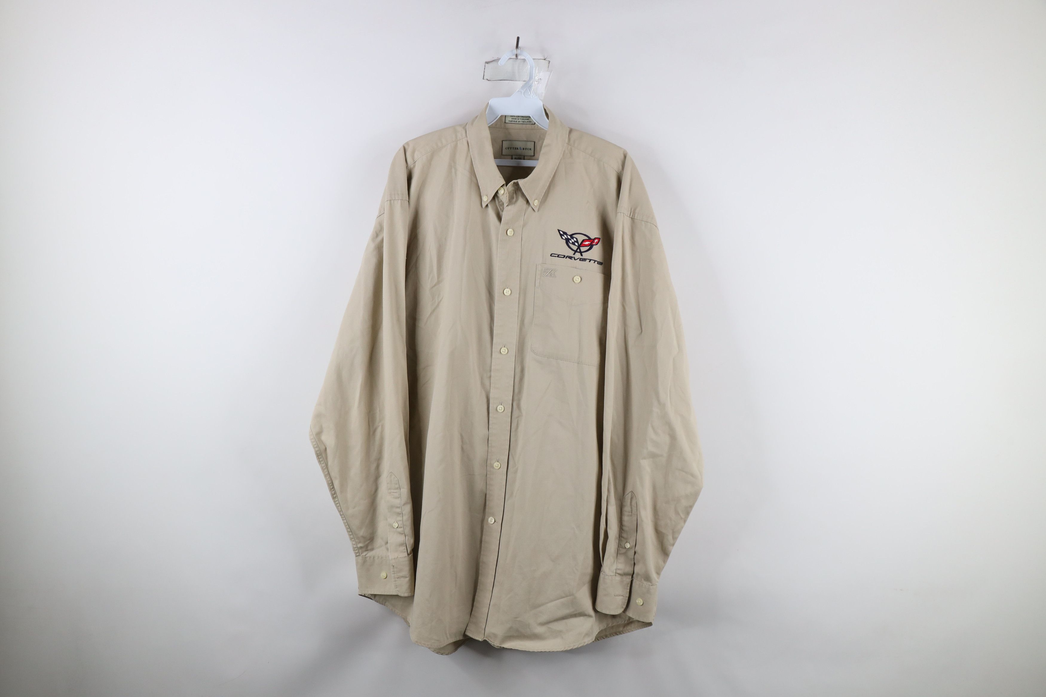 Vintage Vintage Spell Out Corvette Racing Button Down Shirt Beige Size US XL / EU 56 / 4 - 1 Thumbnail