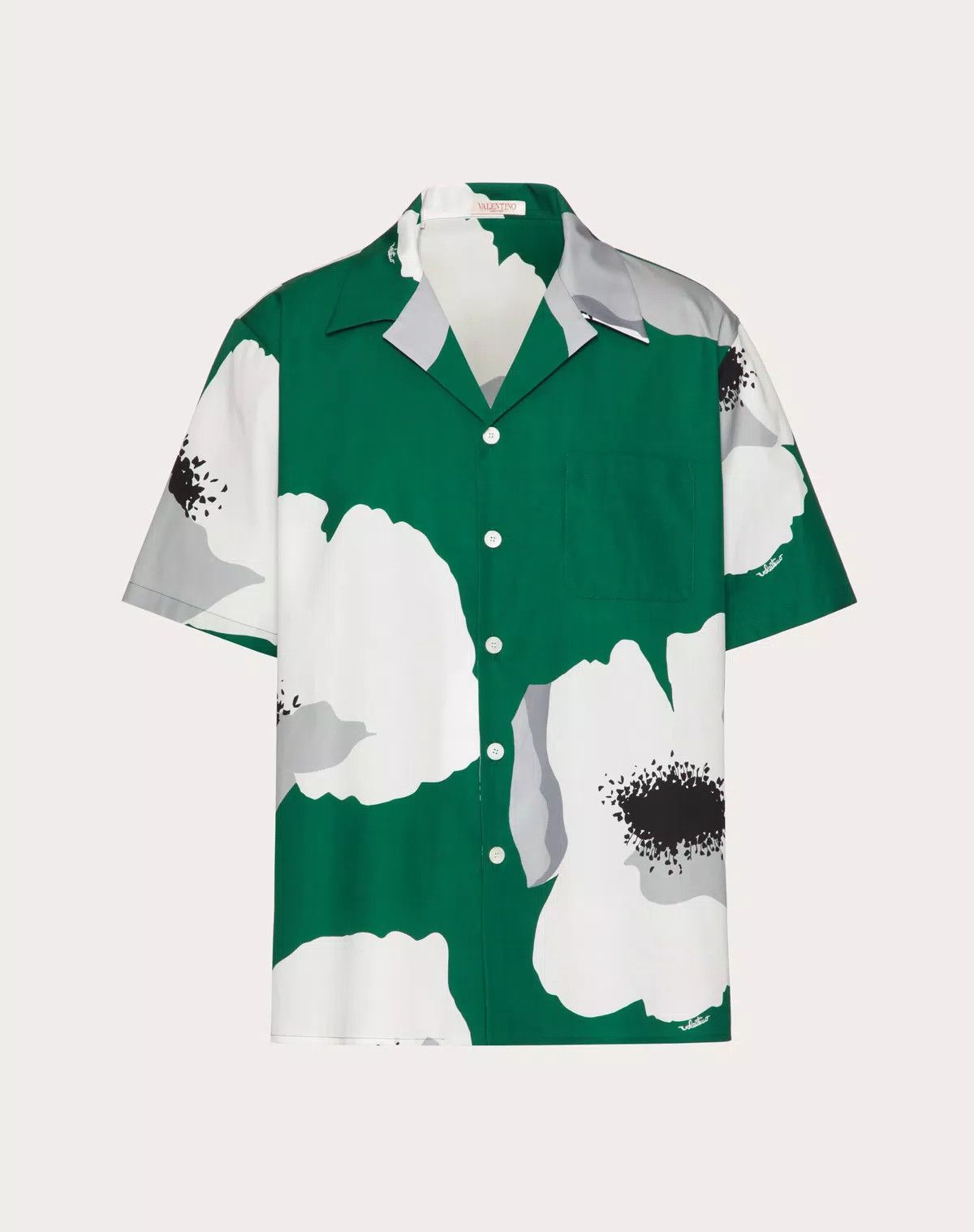 Valentino oc11z0725 Cotton Poplin Bowling Shirt in Green/White Size US L / EU 52-54 / 3 - 1 Thumbnail
