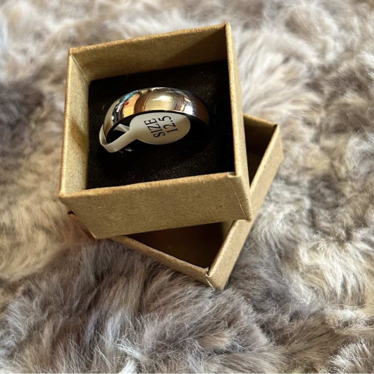 Jewelry Men’s 6mm polished Titanium comfort band ring NIB 12.5 Size ONE SIZE - 4 Thumbnail