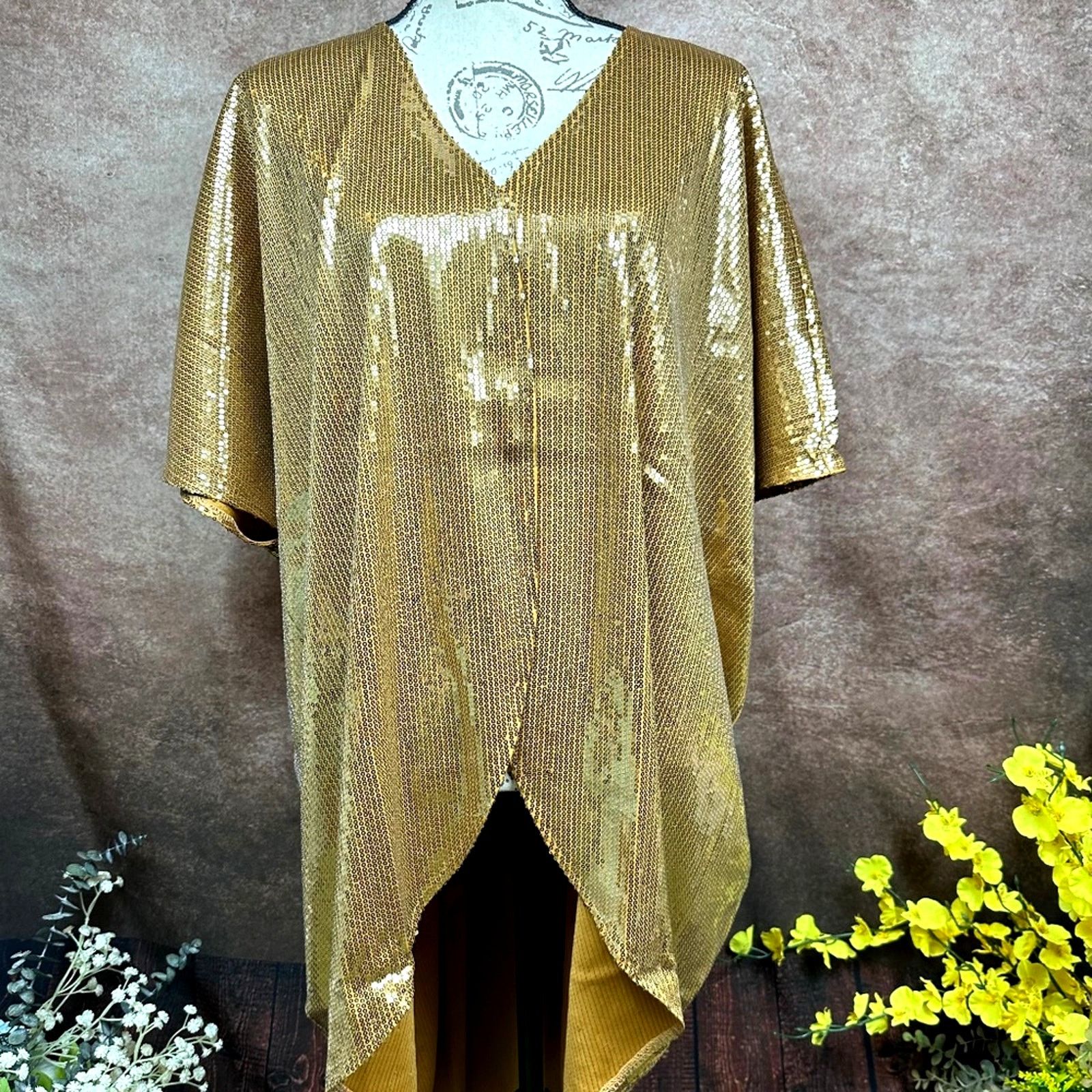 Other Shavonne Dorsey Silvia Sequin Kimono/Topper - Gold - size L Size L / US 10 / IT 46 - 2 Thumbnail