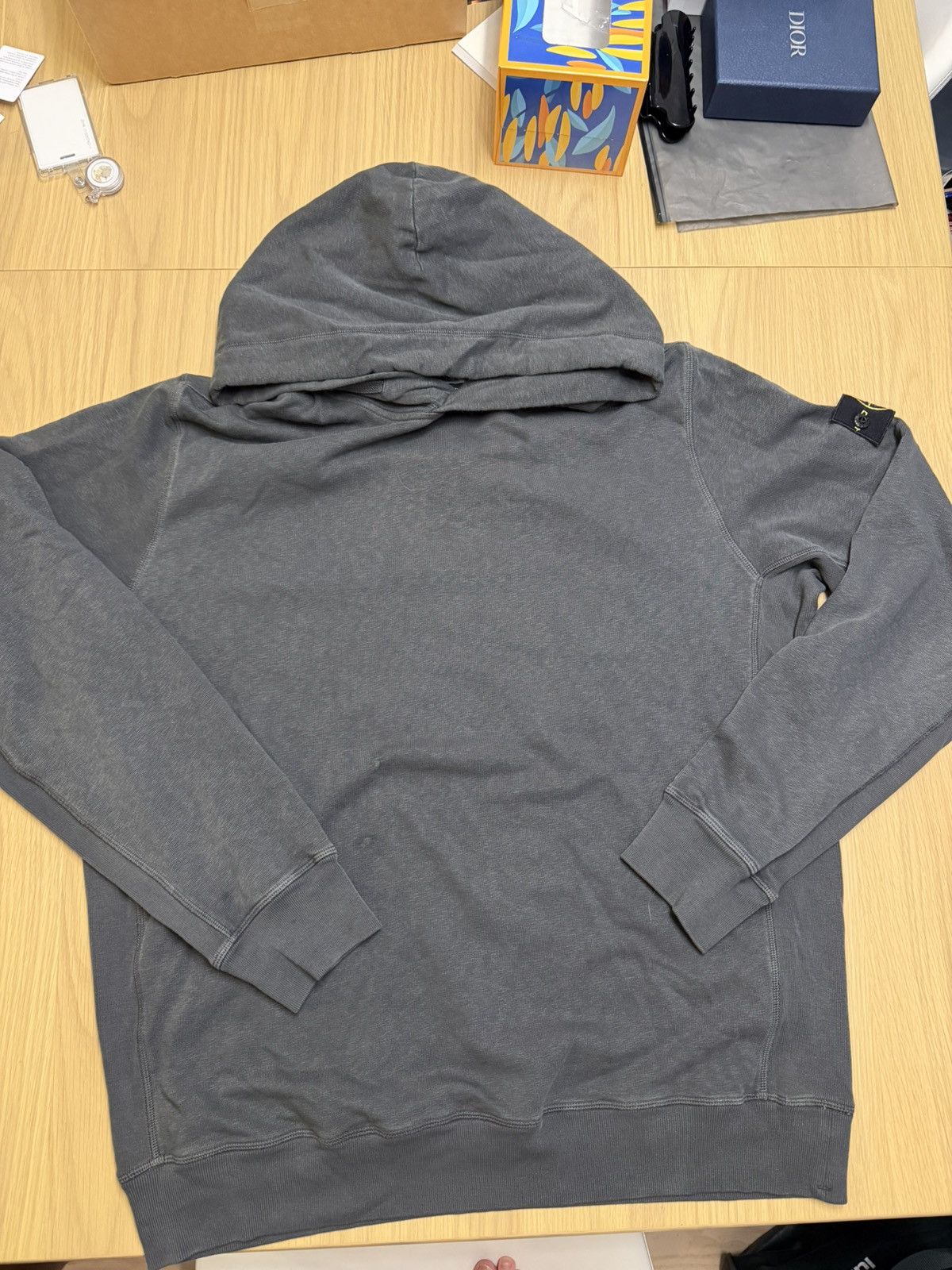 Stone Island Stone island Dyed Pullover Hoodie – Faded Charcoal Grey Size US XL / EU 56 / 4 - 1 Thumbnail